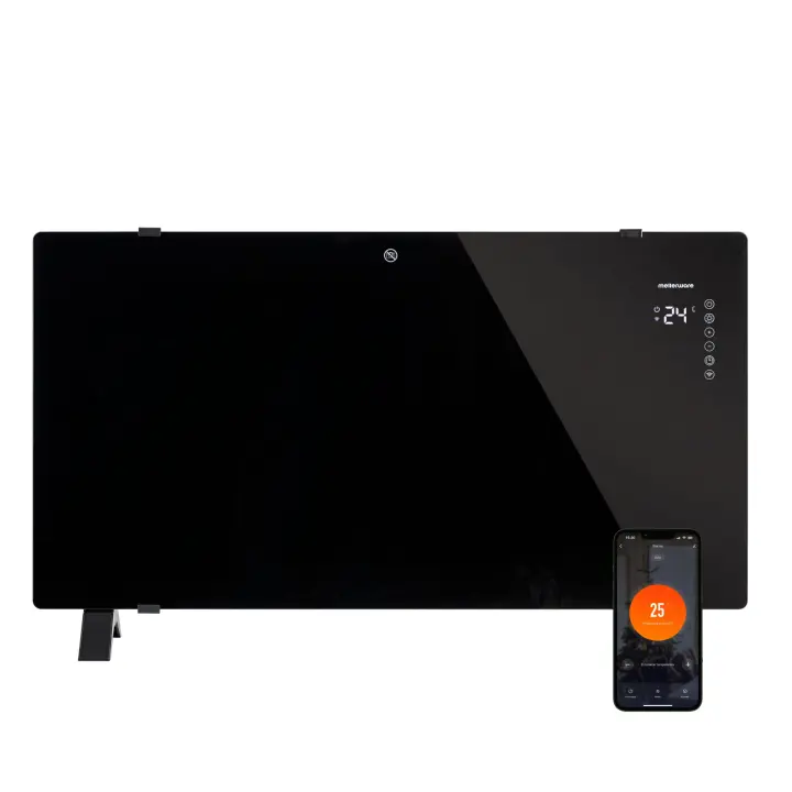 Mellerware - Convector Eléctrico WIFI Cristal Warmy 2000W  4 Modos de Funcionamiento  0-45ºC  Autoapagado  Soporte Suelo/Pared  Temporizador 24h  81x48x21  APP Google Home/Alexa - 1