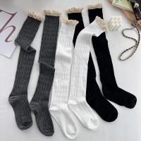 Calcetines Largos De Encaje Dulce Estilo Japonés Para Mujeres Y Niñas Color Negro Y Blanco JK Lolita No Sexually Suggestive Hechos De Algodón - details 9