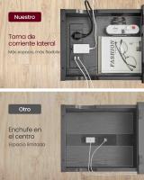 Mesa Auxiliar con Enchufes y Puerto USB - Mesita de Noche con Tablero Plegable, Estante y Bolsa de Tela, Estilo Vintage, Marrón/Negro, para Salón y Dormitorio - details 13