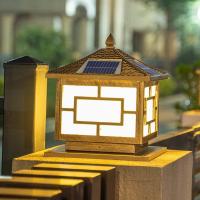Luz de columna solar para Exteriores, impermeable, para Villa, Jardín, pared, Puerta de Casa, Luz de columna LED (azulejo de Aluminio esmaltado Gruesto, caracteres chinos, 200 cm x 24 cm x 18 cm, Energía Solar de Doble propóstio, Negro) - details 3