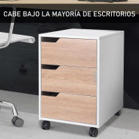 HOMCOM Armario Archivador Móvil para Oficina Cajonera Madera 3 Cajones con Ruedas(2 con Frenos) 40x50x57.5cm MDF - details 4