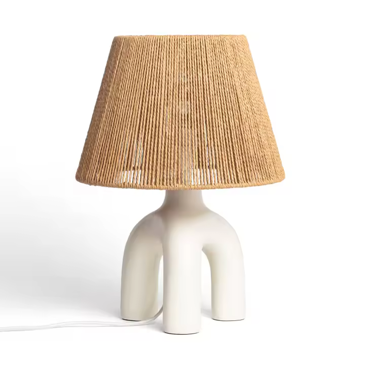 LEDKIA LIGHTING - Lámpara de Mesa Otilia | Resina y Papel Trenzado | Diseño Elegante para Salón y Dormitorio | Potencia Máx. 40W | IP20 Interior, Blanco - 1