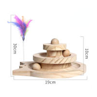 Torre De Juguete Para Gatos De Madera Con 3 Niveles Ruedas Y Disco Juguete Inteligente De Diversiones Para Gatos Entrenamiento - details 1
