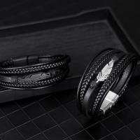 Pulsera De Cuero Y Aluminio Vintage Con Abrazadera Magnética Versátil Para Hombre Estilo Multifacético Y Moda - details 3