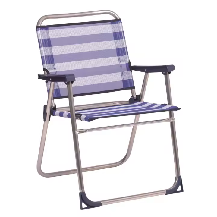 Silla playa aluminio fija con respaldo bajo color a rayas 57x78x57 cm (Alco 631ALF-0056) - 1