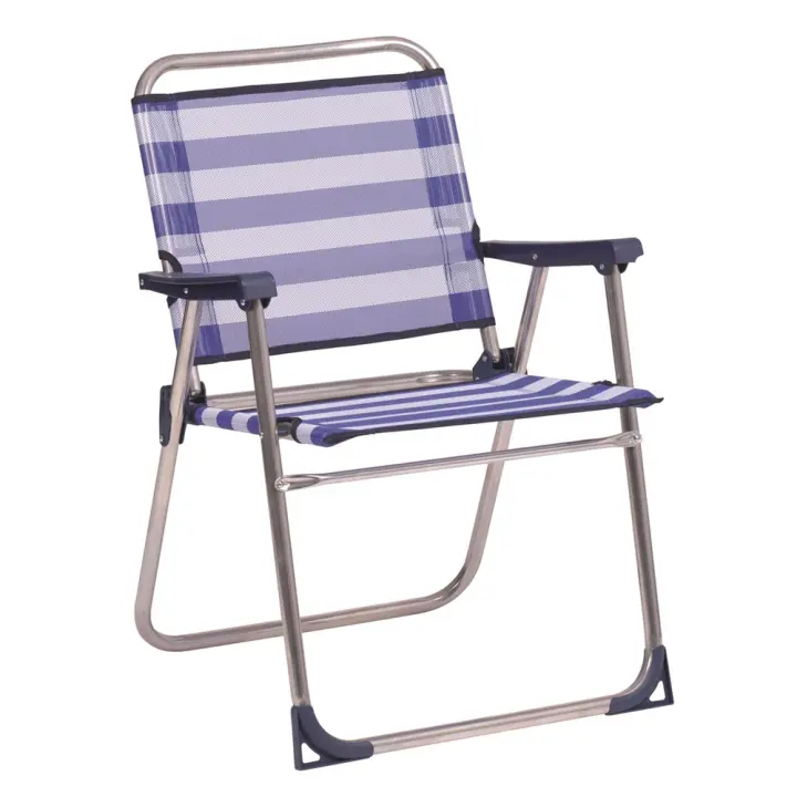 Silla playa aluminio fija con respaldo bajo color a rayas 57x78x57 cm (Alco 631ALF-0056) - 1