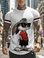 Camiseta De Conejo De Dibujo Animado Personalizado Para Hombres Con Estilo Callejero Mangas Cortas Y Tela Rápida Secado Cómoda Transpirable Y De Wicking De Humedad Para Viajes - details 2
