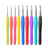 9pcs Herramientas De Tejer Agujas De Suéter Con Mango Suave Aluminio Crochet Agujas De Coser Para DIY Manualidades - details 1