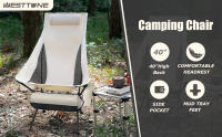Silla De Camping Plegable WESTTUNE Con Apoyabregas Ligera Silla De Turista De Aleación De Aluminio Para Pesca Y Muebles Exteriores - details 0