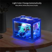 Acuario De Peces Miniatura Creativa DIY Bloques De Construcción Desmontables Para Escritorio Decoración Para Hogar Y Oficina Caja De Alimentación Para Betta - details 4