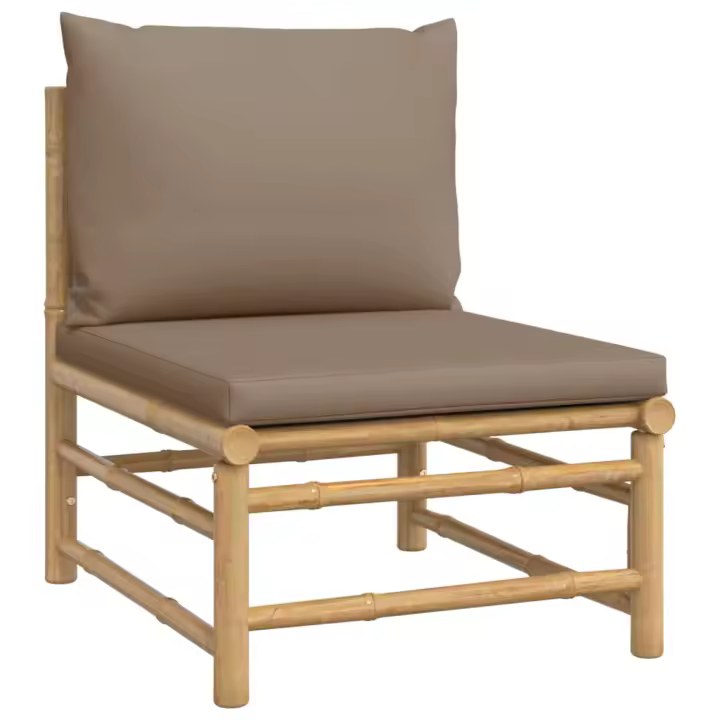 Sofá central de Jardín Bambú con cofres gris taupe - 1