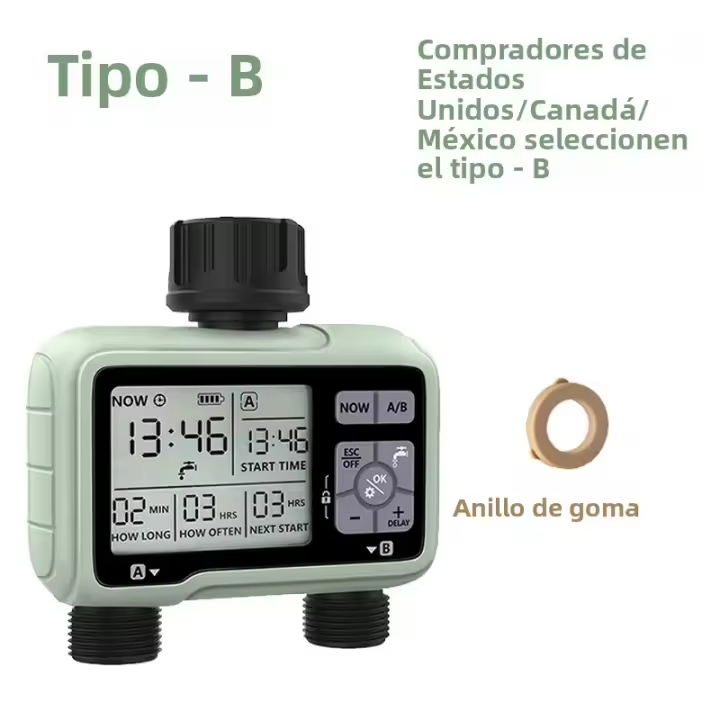  Temporizador De Agua Automático De Doble Salida Sistema De Programación Precisa Para Riego Exterior Ajustable Programable - 1
