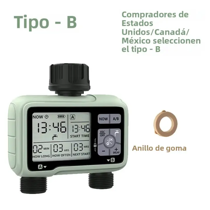  Temporizador De Agua Automático De Doble Salida Sistema De Programación Precisa Para Riego Exterior Ajustable Programable - 1