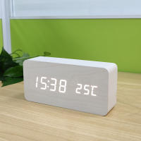 Reloj De Alarma Digital De Madera Con Pantalla LED Y Temperatura Reloj De Escritorio Moderno Para Oficina Y Habitación - details 12