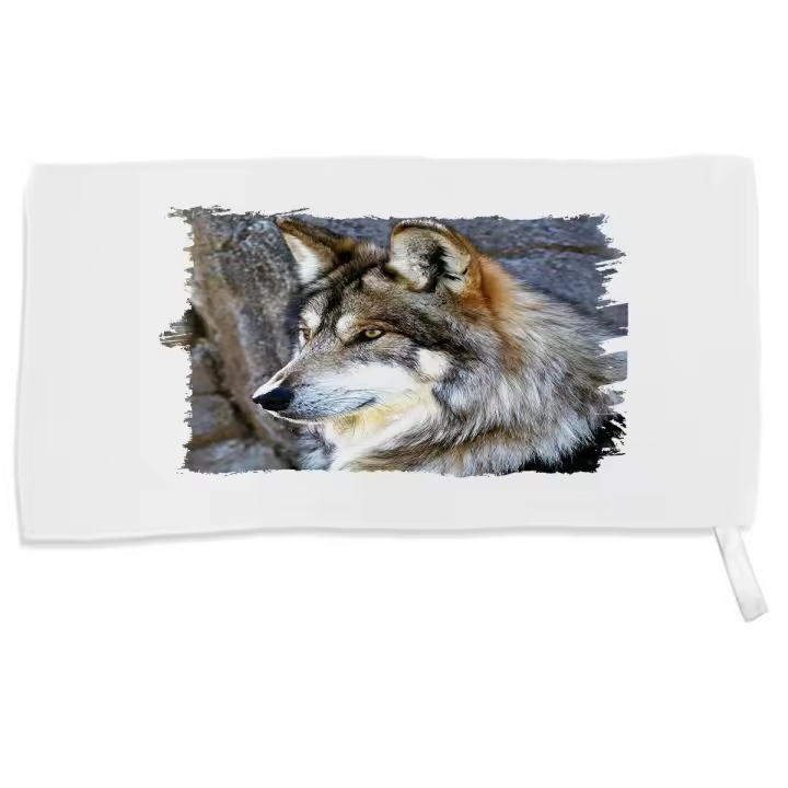 MERCHANDMANIA TOALLA PEQUEÑA ABSORBENTE lobo gris animal salvaje feroz mascota bosque suave personalizada con cinta elastica - 1