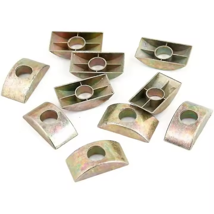 10 piezas de 8 mm de diámetro de orificio, color bronce, tuercas de unión para muebles, arandelas de tuerca de media luna para unir muebles. - 1