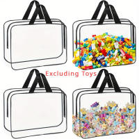Bolsa De Almacenamiento Transparente Grande De PVC Para Viajes Reutilizable Organizador Impermeable Para Bloques De Construcción Rompecabezas Libros Productos De Higiene Personal - details 0