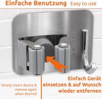 4X portaherramientas autoadhesivo con ganchos para escoba, montaje en pared para cocina, lavandería, baño, soporte universal de montaje rápido de plata - details 2