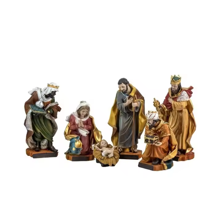 Misterio Nacimiento 6 piezas 20 cm. Sagrada Familia imagen resina peana - 1