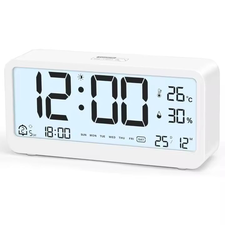 Reloj con tono de Llamada crescendo Fuerte, función de visualización de temp y humedad, Blanco - 1