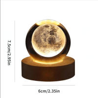 Lámpara De Noche LED 3D Cristal Sfera De 6cm Con Imagen Del Sistema Solar Y Santa Claus Para Decoración De Hogar Y Dormitorio Regalos Para Niños - details 10