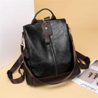 Mochila De Cuero Vintage Para Mujer 3 En 1 Antirrobo Capaz Para Niñas Adolescentes Bolsa Escolar De Viaje Mochila Feminina - details 1