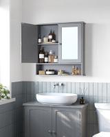 Mueble de lavabo y baño con 2 puertas de persiana, armario de pared con almacenamiento ajustable, 60x30x63 cm - details 6