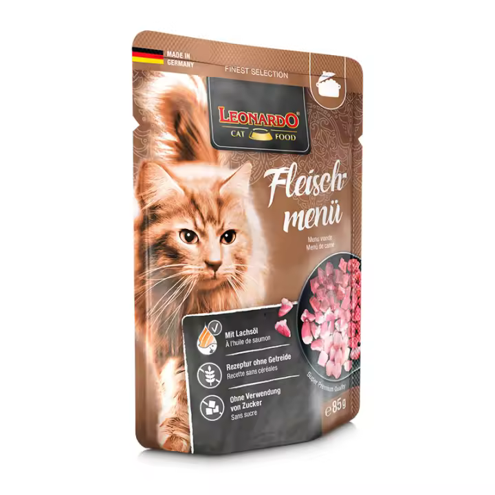 Leonardo Menú de Carne Sobres para Gatos -16 unidades x 85gr - 1