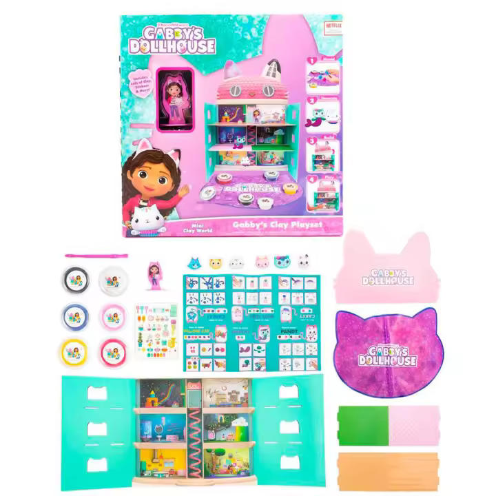 Playset Arcilla Gabbys DollHouse, La Casa de Muñecas de Gabby, Licencia 100% Oficial, 6,5 x 33 x 33 cm, El Playset de Arcilla La Casa de Muñecas de Gabby es perfecto para los pequeños fans de esta mágica serie.  Diseño temático: ● IncluNew Import - Kiglam - 1