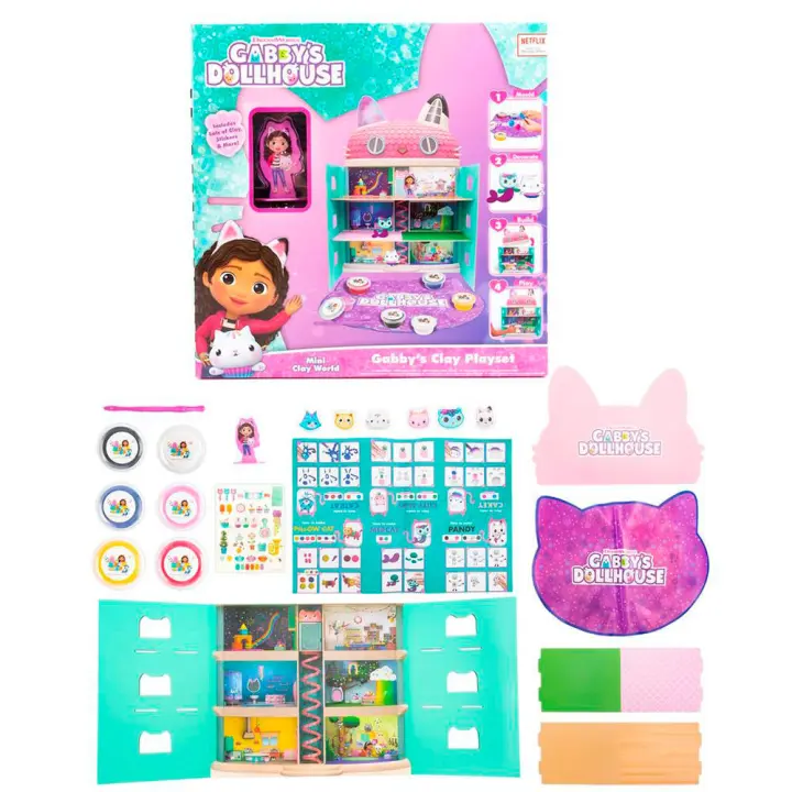 Playset Arcilla Gabbys DollHouse, La Casa de Muñecas de Gabby, Licencia 100% Oficial, 6,5 x 33 x 33 cm, El Playset de Arcilla La Casa de Muñecas de Gabby es perfecto para los pequeños fans de esta mágica serie.  Diseño temático: ● IncluNew Import - Kiglam - 1
