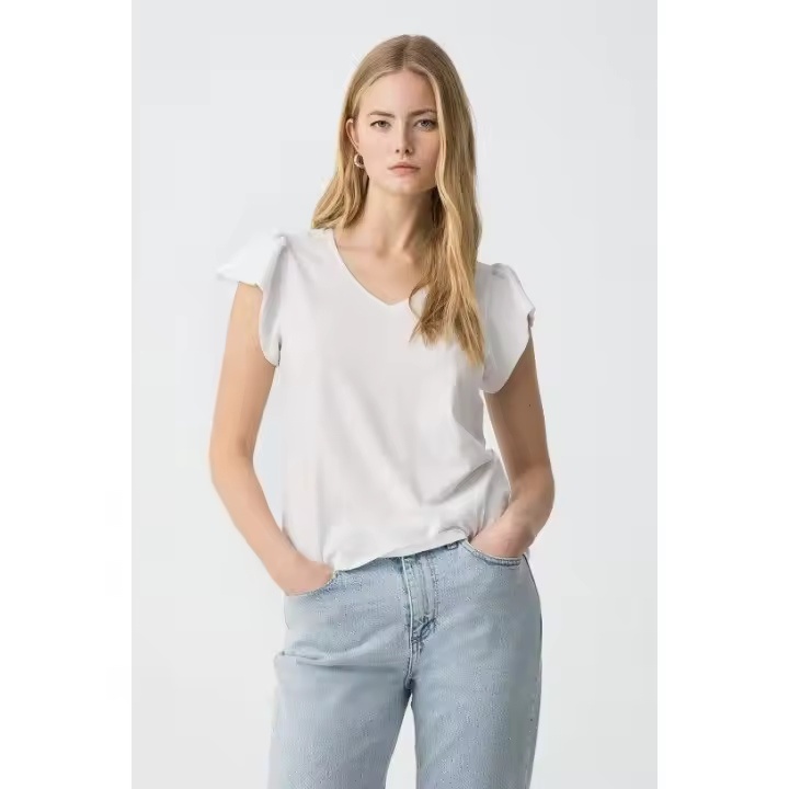 Marcas Mujer Ropa Tiffosi Tiffosi mujer Camisetas y tops  Camiseta pico -Tiffosi- Kira_18 blanca - 1