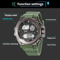 Reloj Deportivo Militar Para Hombre YIKAZE Multifuncional Con Alarma Cronómetro Resistente Al Agua 3Bar Reloj Digital De Pulsera Electrónica - details 6