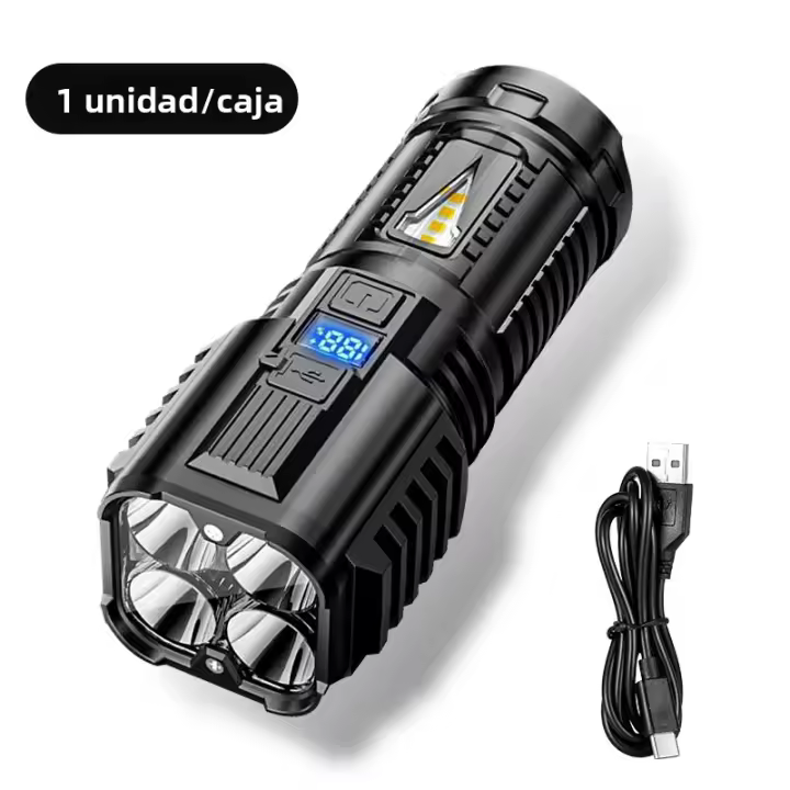 Linterna LED Multifuncional COB Con Iluminación Lateral Para Camping Recargable Por USB Pantalla Inteligente Y Luz De Emergencia - 1