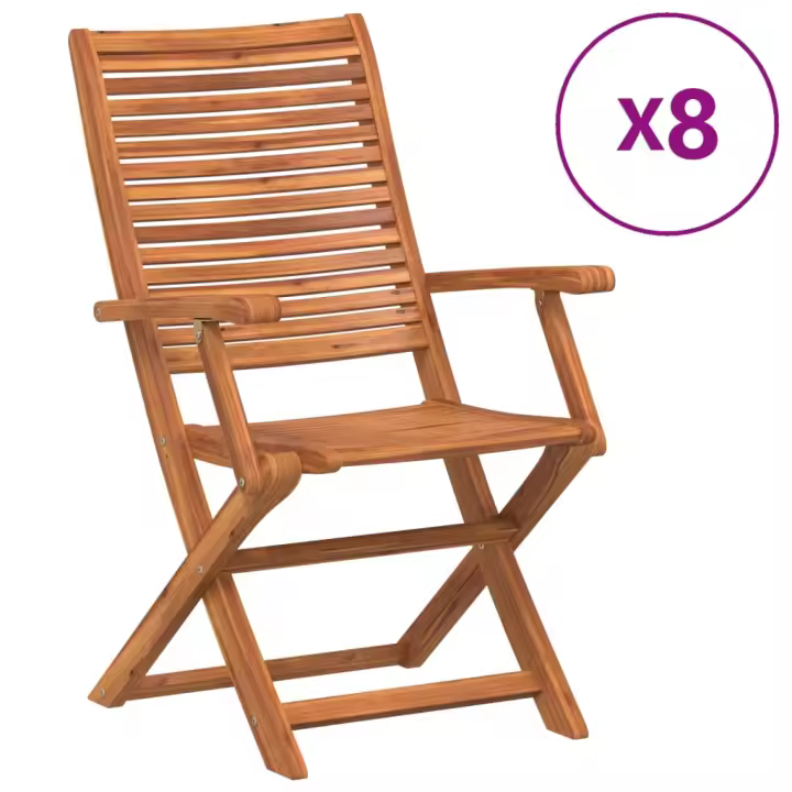 vidaXL Sillas de jardín reclinables 8 uds madera maciza de acacia - 1