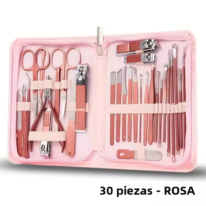 Juego De Tijeras De Uñas 30 Piezas Con Pelacabello Y Linterna De Cejas En Acero Inoxidable Estilo Flor De Cerezo Herramienta De Belleza Para Manos Y Pies - 1