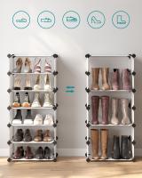 Organizador de zapatos modular, color blanco o negro, zapatero elegante con 10 estantes ajustables, apilable, con puerta - details 2