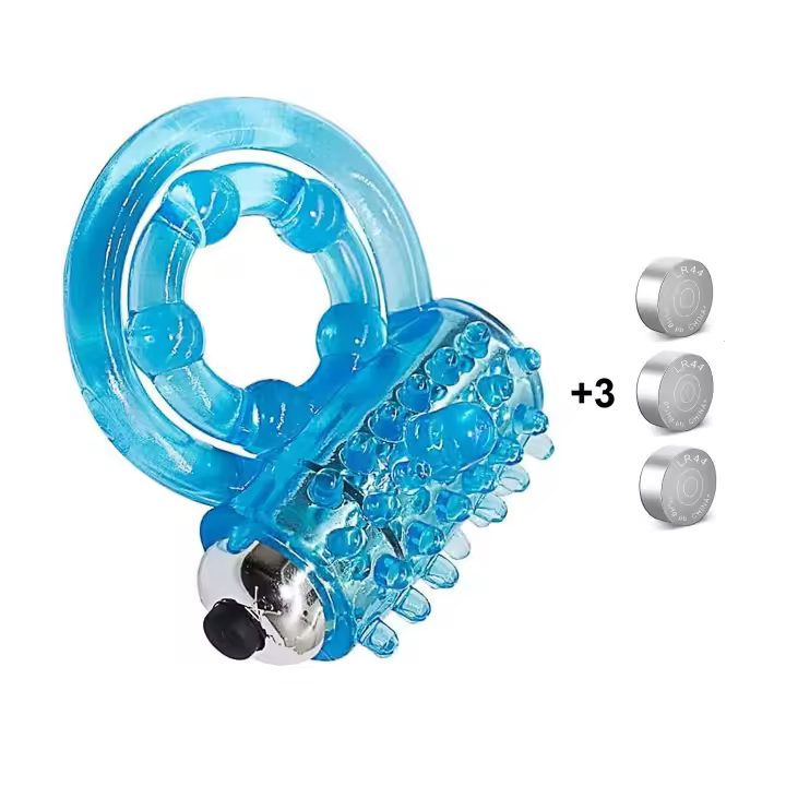 FSBrands Anillo Vibrador Pene Clítoris Masculino Erección Juguetes Eróticos para Hombre Mujer Estimulador Parejas Eyaculación Precoz Silicón a Prueba de Agua Masajeador Estimuladores Masculinos y Femeninos Azul + 3 Baterías - 1