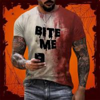 Camiseta I'M Fine Bloody Shirt Problem Solved Para Hombres Divertida Con Diseño De Sangre Casual Manga Corta Para Halloween Y Uso Diario - details 6