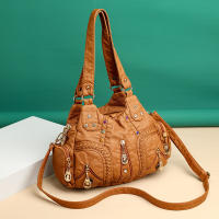 Bolso De Hombro Vintage Yogodlns Para Mujer En Cuero PU Suave Gran Capacidad Bolso De Mano Moda Con Manija De Color Stitching - details 14