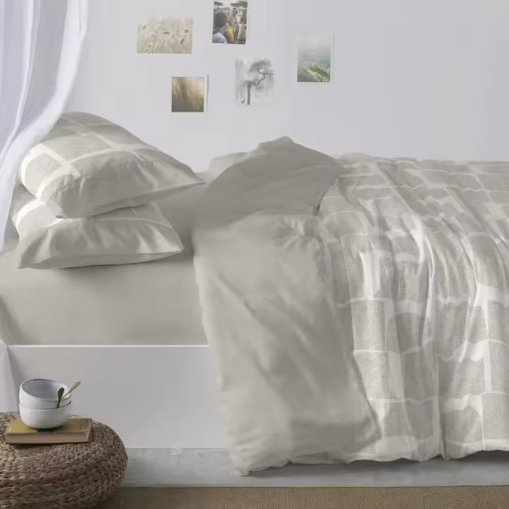 Juego de Funda Nórdica Étnica Geométrica | Diseño Laurel y Beige | 6 Tamaños Disponibles | Ropa de Cama Primavera-Verano - 1