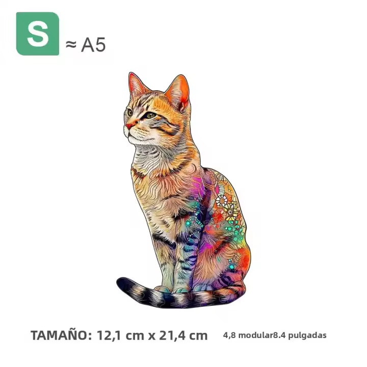 Rompecabezas De Madera En Forma Irregular De Gato De Color Exquisito Caja De Regalo Personalizado De Alta Calidad Para Familia Único Regalo Para Adultos - 1