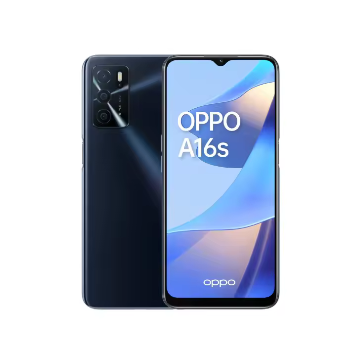 Oppo A16S Móvil Android 4GB / 64GB, Triple Cámara 13 MP, Negro - Pantalla HD+, Batería 5000mAh, Procesador MediaTek Helio G35, Desbloqueo Facial y de Huellas Dactilares, 4G, Memoria RAM 4GB - 1