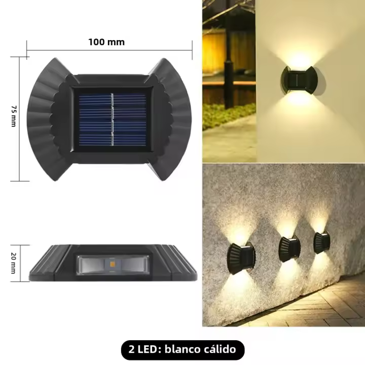 Lámpara De Pared Solar LED Impermeable Para Iluminación Exterior Decoración De Jardín Luz Cálida Luz De Lavadora De Pared - 1