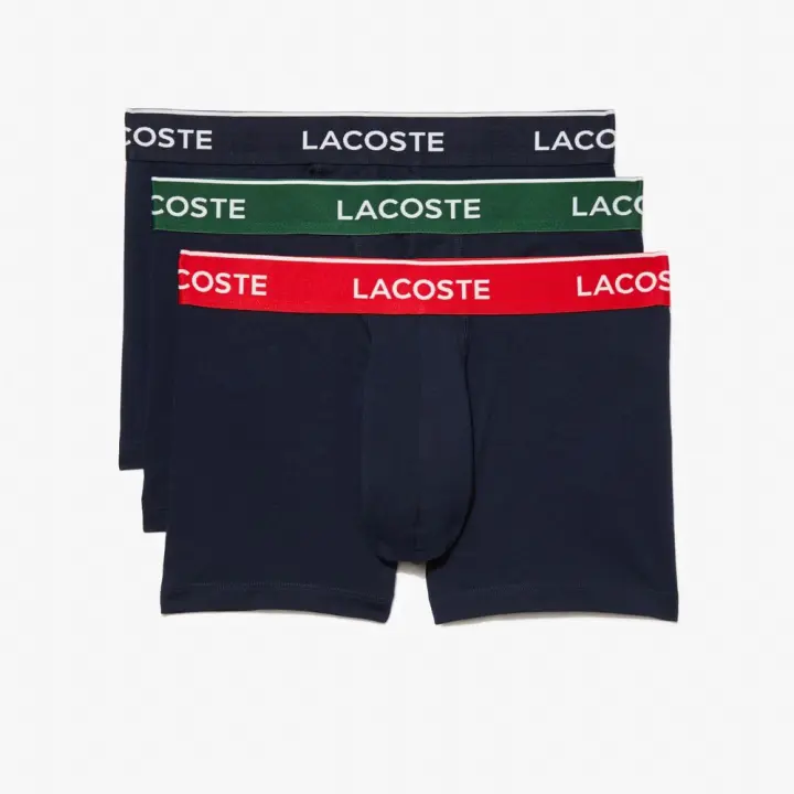 Pack de 3 Calzoncillos Azul Marino Lacoste con Cinturilla a Contraste - 1