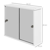kleankin Armario con Espejo de Baño Mueble Colgante para Baño con Estante Ajustable y Puerta Corredera Doble para Dormitorio 55x15x45 cm Blanco Brillante - details 2