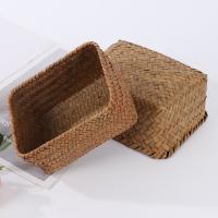 Cesta De Almacenamiento De Paja Tejida a Mano En Seagrass Caja De Frutas Para Picnic Caja De Almacenamiento De Cosméticos Decoración Del Hogar - details 6