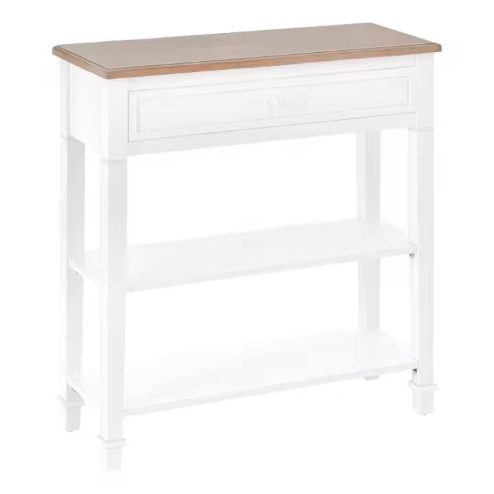 HOMCOM Mesa de Consola Multifuncional Mesa Auxiliar para Sala Pasillo Comedor con 2 Estantes 1 Cajón Extraíble Manija Estilo de Retro Pino 75,6x27,5x80,5 cm Madera Natural Blanco - 1