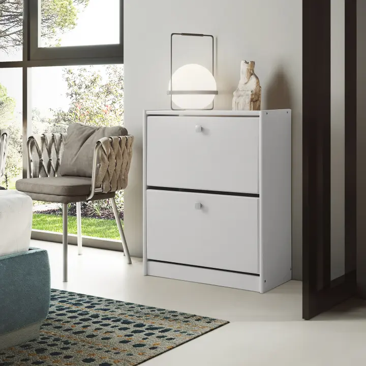 Dogar Altea Blanco Zapatero DE Dos TRAMPONES, Pino Macizo, 27X63X77.5 CM (altoxanchoxfondo) - 1