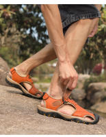 Sandalias De Verano Para Hombre Zapatos Planos Casuales Cómodos Y Antideslizantes Sandalias De Playa Ligeros Con Cordones Material Superior De Cuero Artificial Y Suela EVA - details 7