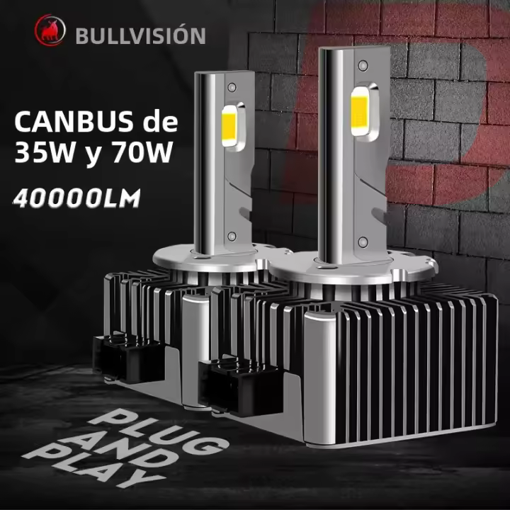 Faros LED Bualvision D1S 70W 40000LM CSP Chip 6000K Blanco Plug And Play Para Coches Universales 12V D3S D2S D1R D2R D3R - 1